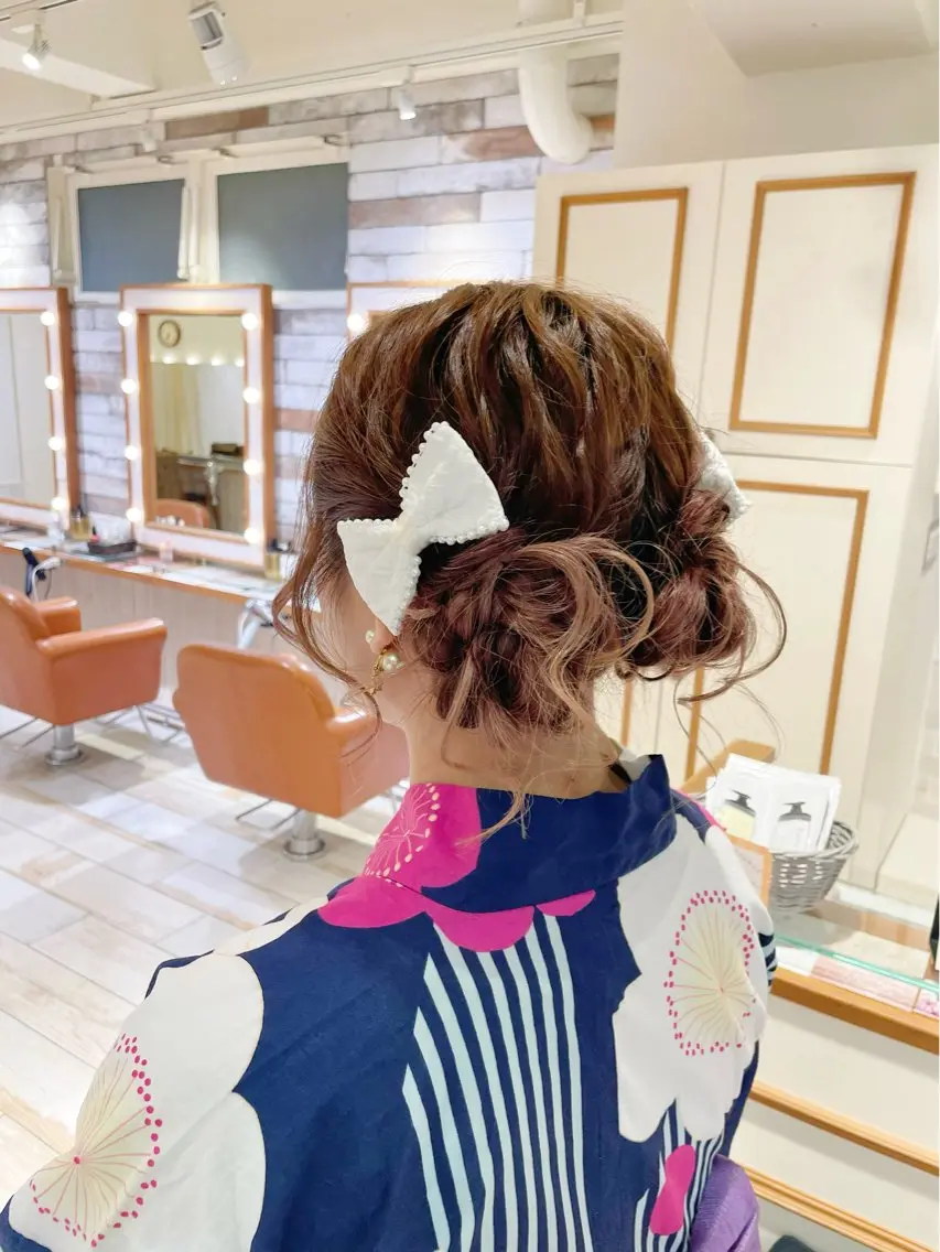 ミディアム お団子ヘア 浴衣 🐳 あゆは🐳のヘアスタイル
