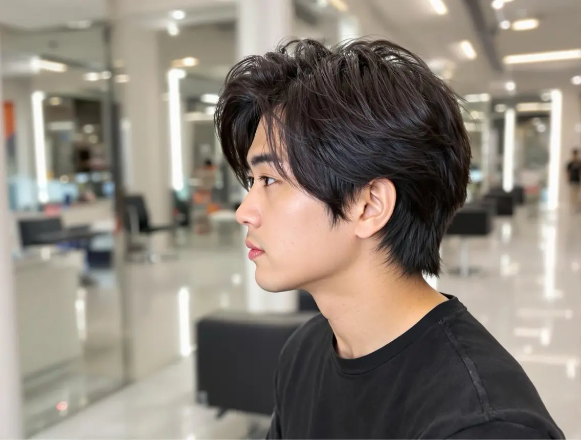 ミディアム メンズ メンズカットモデル 熊谷天のヘアスタイル