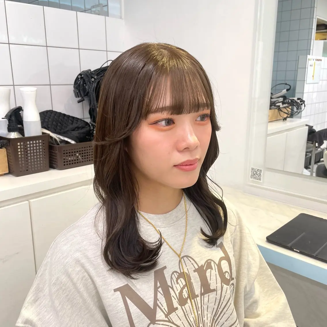 セミロング カラー カット ヘアカラー トリートメント ヘッドスパ ヘアセット 暖色🩷透明感カラー ♡Maika♡のヘアスタイル