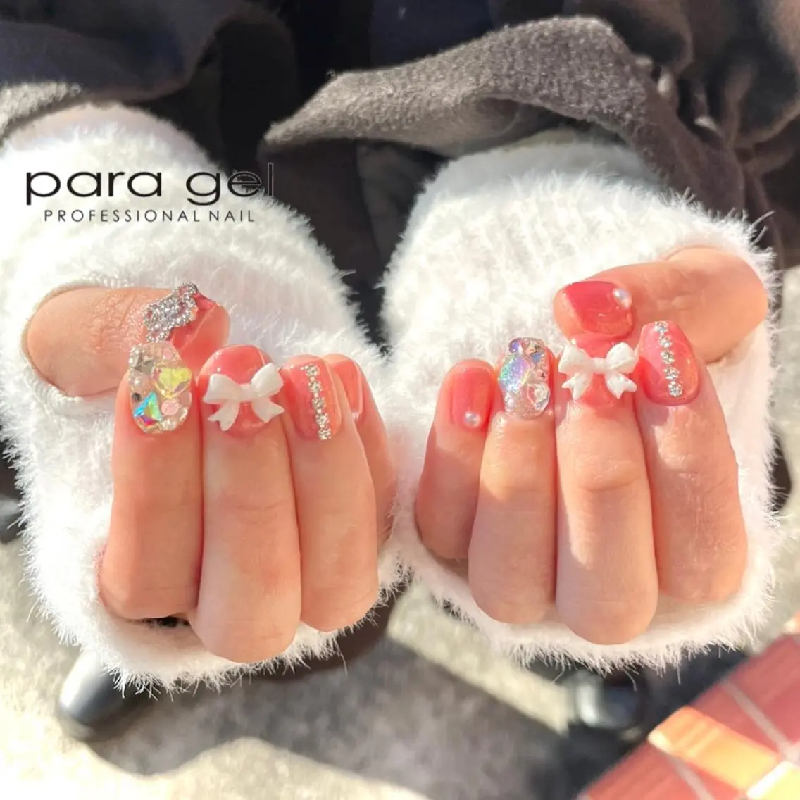 ネイル クリアネイル ジェルネイル ハート パラジェル ワンホンネイル ハンドネイル Bianca🎀 ONODERAのネイルデザイン