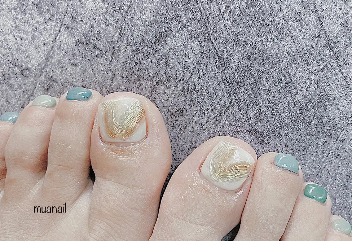 ネイル ブルー フットネイル 春ネイル フットネイル mua nail mikiのネイルデザイン