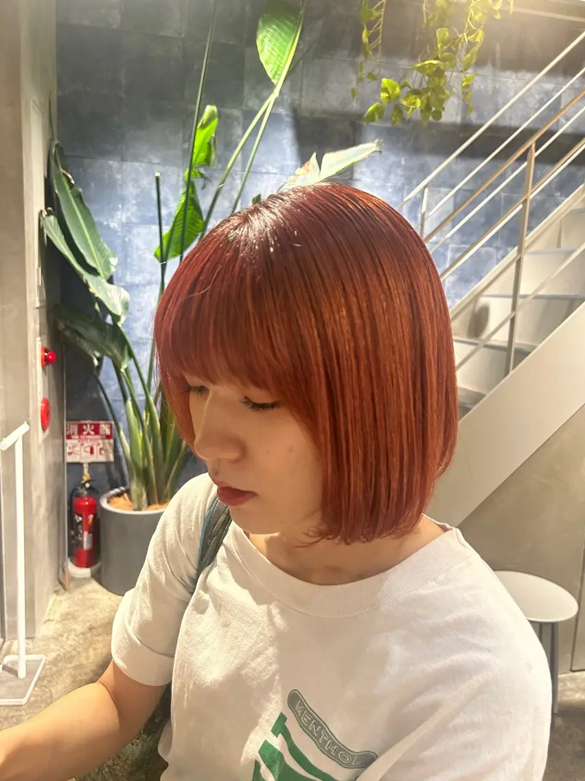 カラー ブリーチ ピンクカラー 橋本 彩音のヘアスタイル
