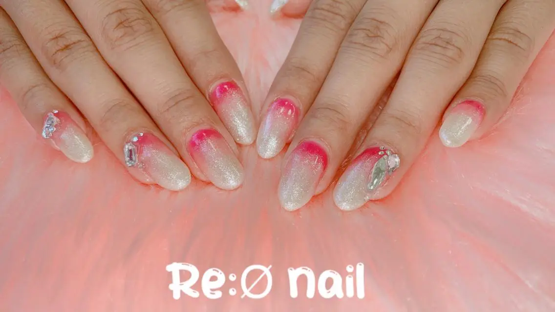 ネイル ラメ(グリッター) ピンク ハンドネイル Re:Ø nail 🩵TSUJIのネイルデザイン