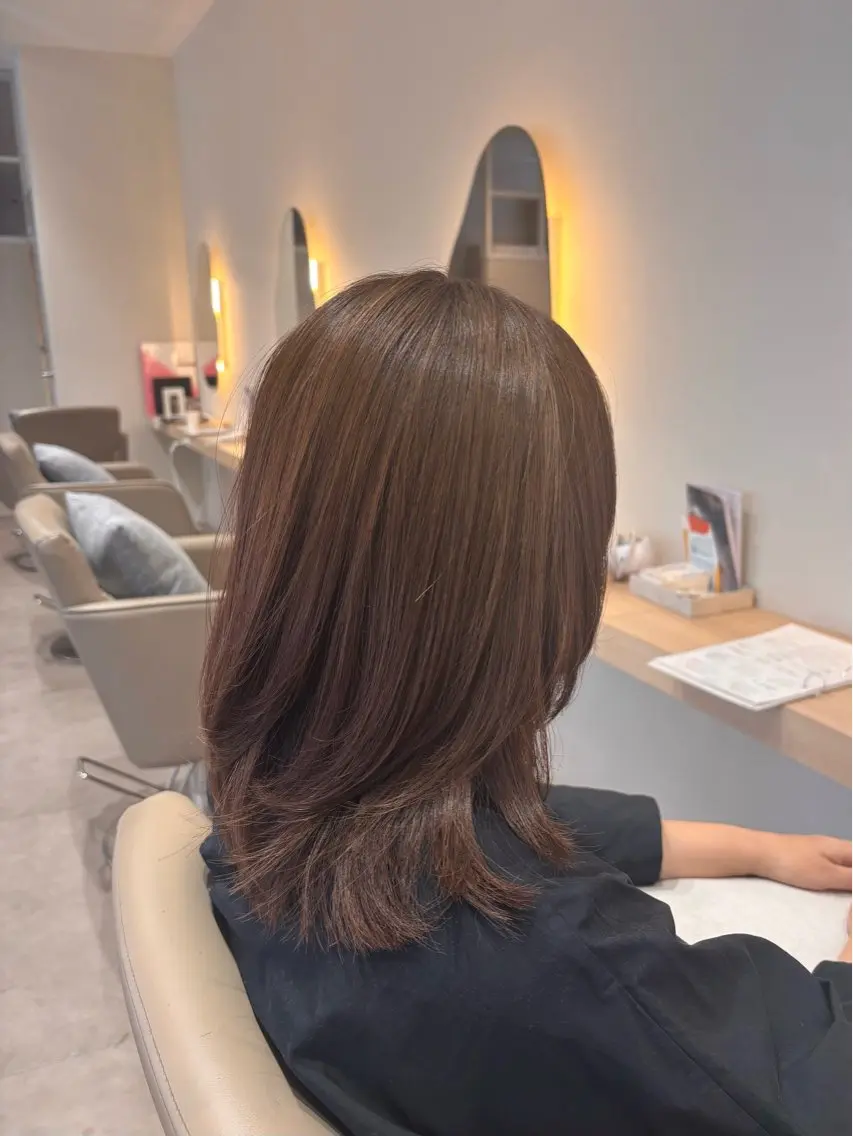 ミディアム カラー カット ヘアカラー 🌱なゆみ🌱透明感 /ナチュラル/春日のヘアスタイル