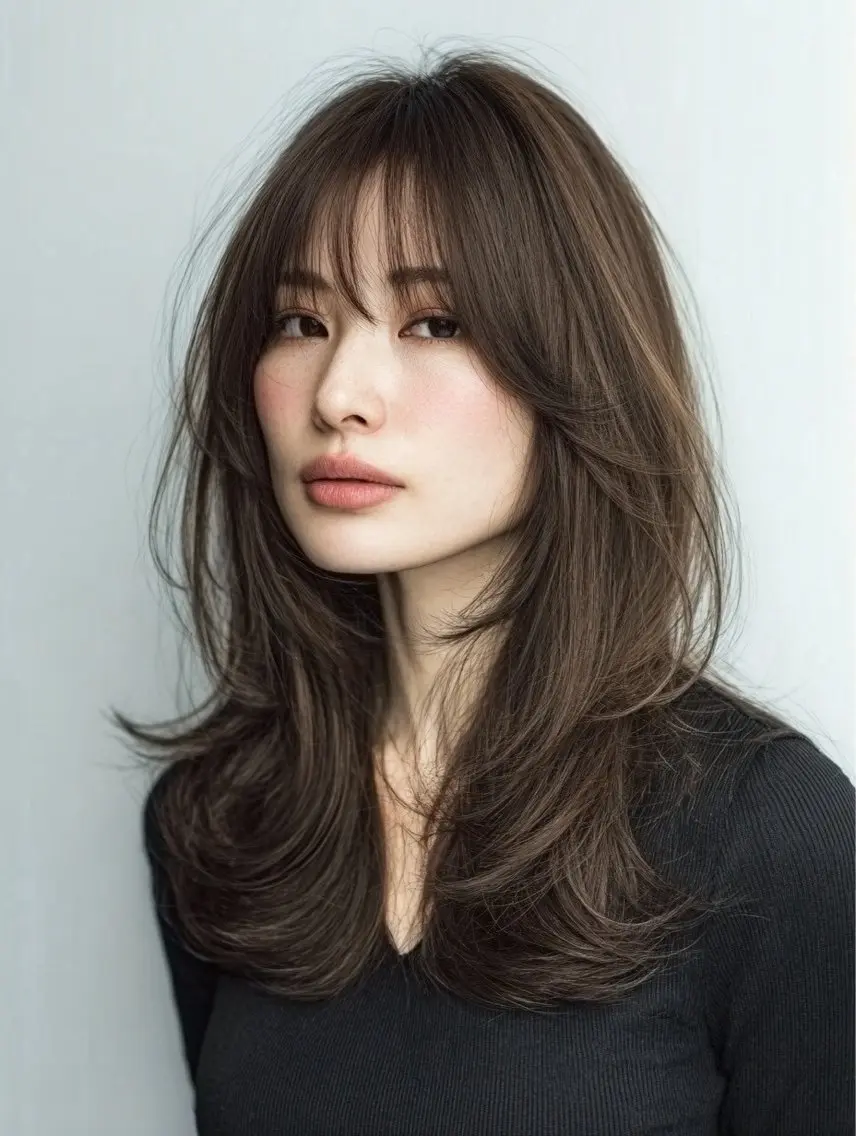 ロング 縮毛矯正 絶対綺麗な暖色カラー 🎯あります✨増渕✨のヘアスタイル