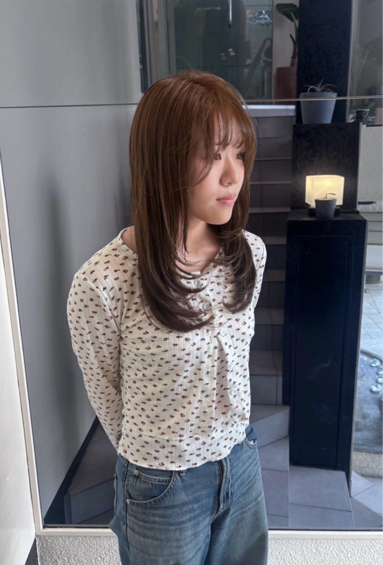 セミロング カット ヘアカラー トリートメント 竹田 佳奈のヘアスタイル