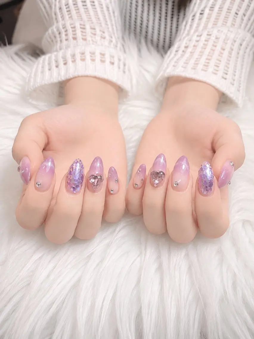 ネイル 長さ出し ジェルネイル 氷ネイル・うるうるネイル キラキラネイル 韓国ネイル MEO MEO NAIL  守山のネイルデザイン