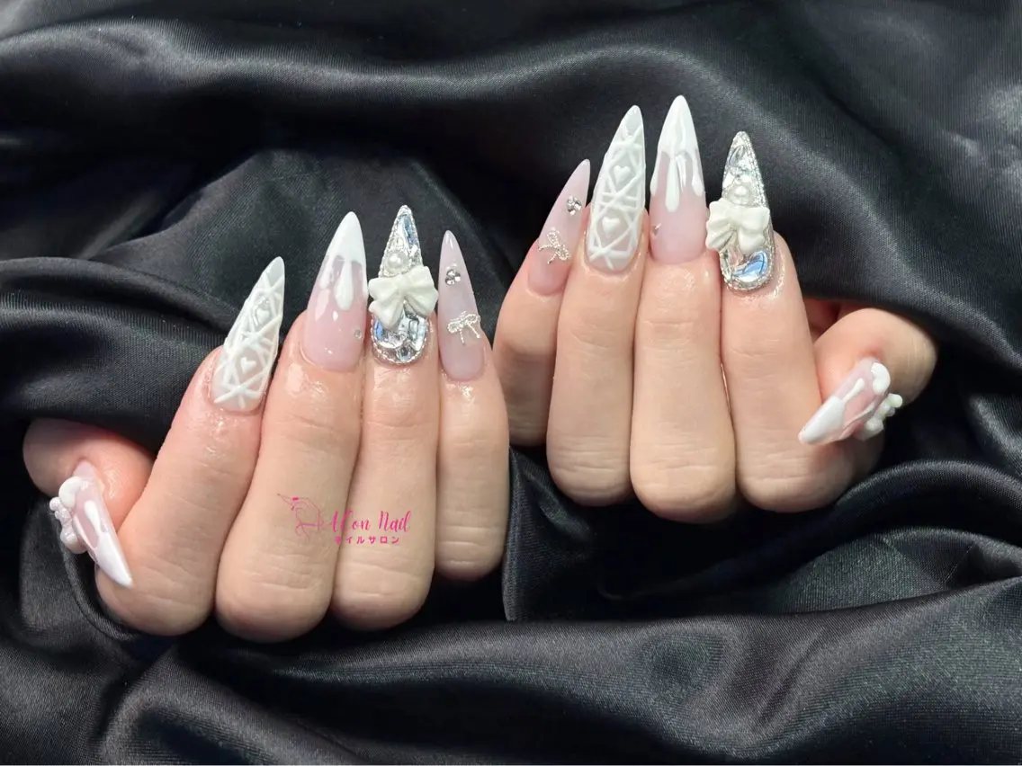 ネイル 桜ネイル 長さ出し フラワーネイル フレンチネイル ジェルネイル ハンドネイル ACon NailSalonのネイルデザイン
