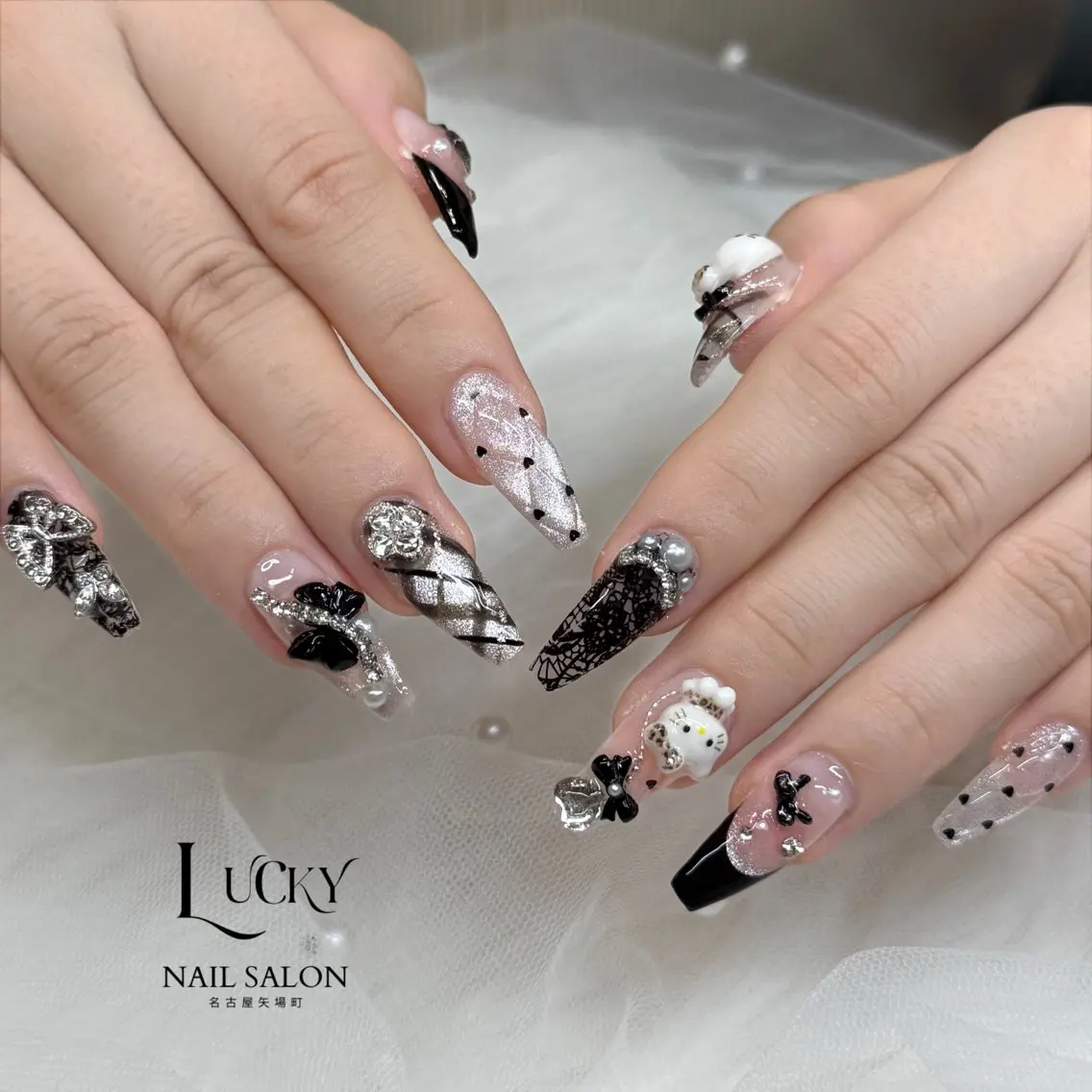 ネイル アートネイル ジェルネイル ロングネイル 持ち込み シンプルネイル ハンドネイル Lucky Nail Salonのネイルデザイン