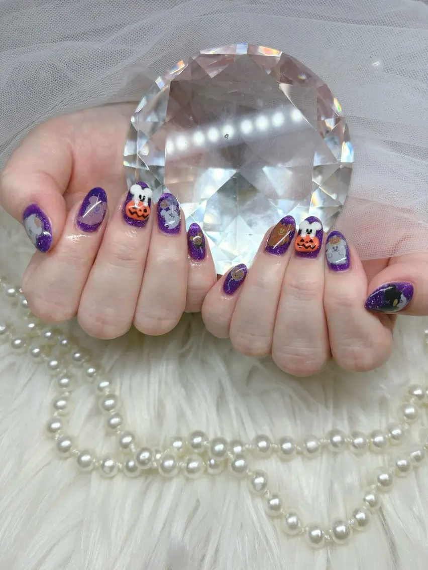 ショート ハロウィン ハンドネイル Bebe Rikaのネイルデザイン