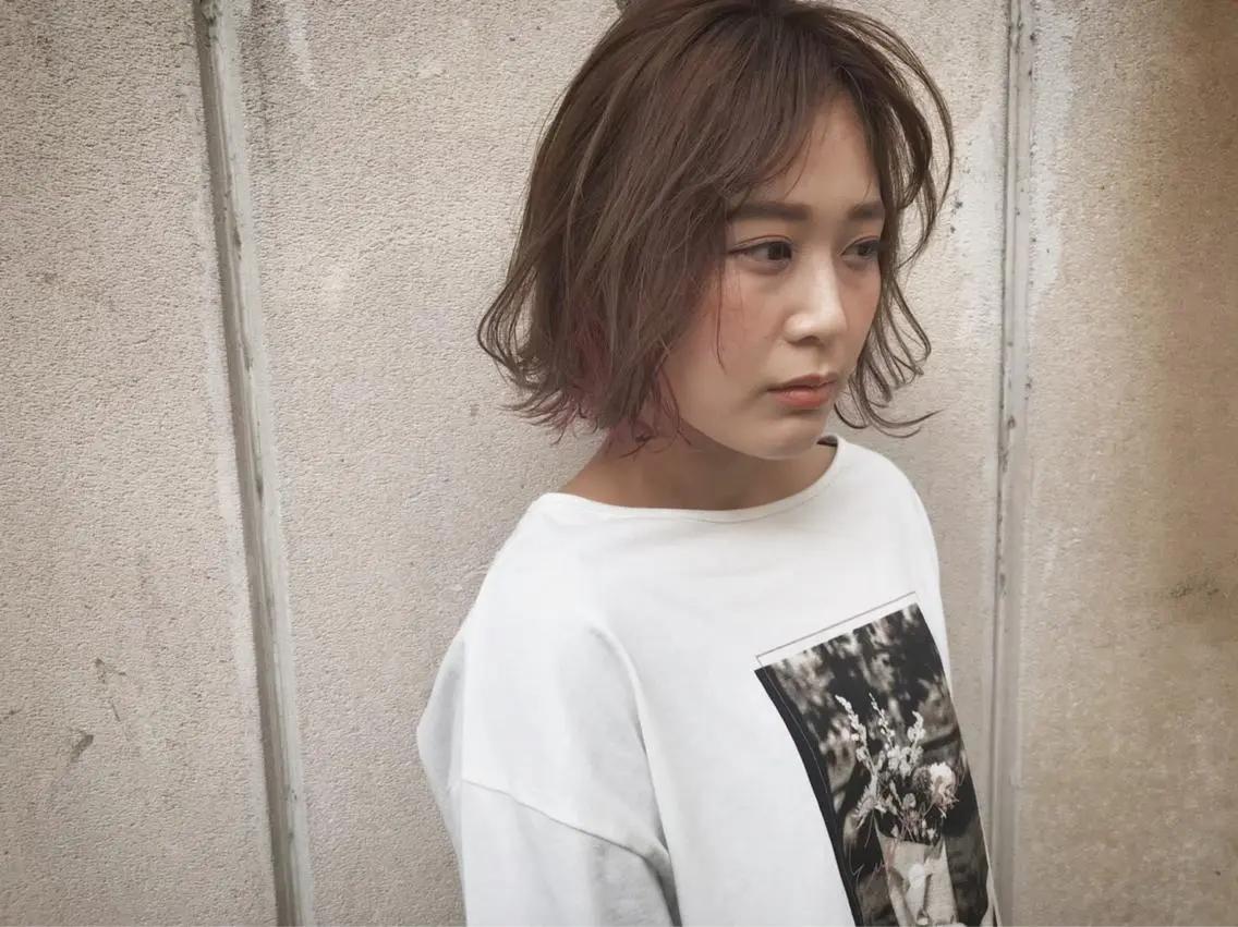 ミディアム カット ヘアカラー トリートメント ayane⭐️ボブ・ ショート・パーマのヘアスタイル