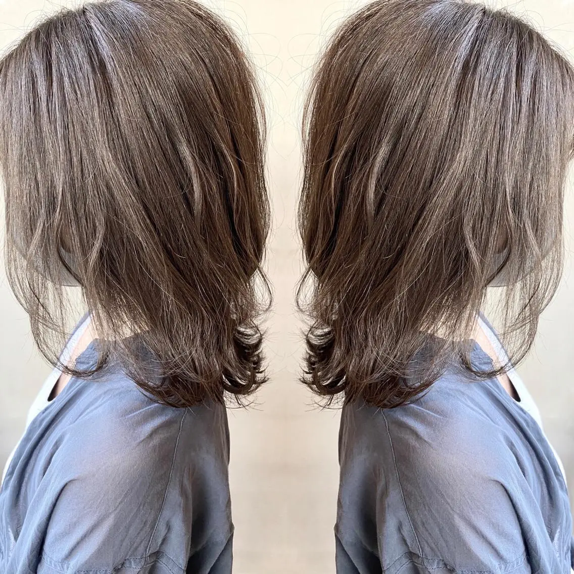 ミディアム カラー ヘアアレンジ ネイル マツエク・マツパ 透明感カラー ハイライトカラー 外国人風カラー ハイライト 外ハネヘア 夜23時まで予約🉑 reverieあきらのヘアスタイル