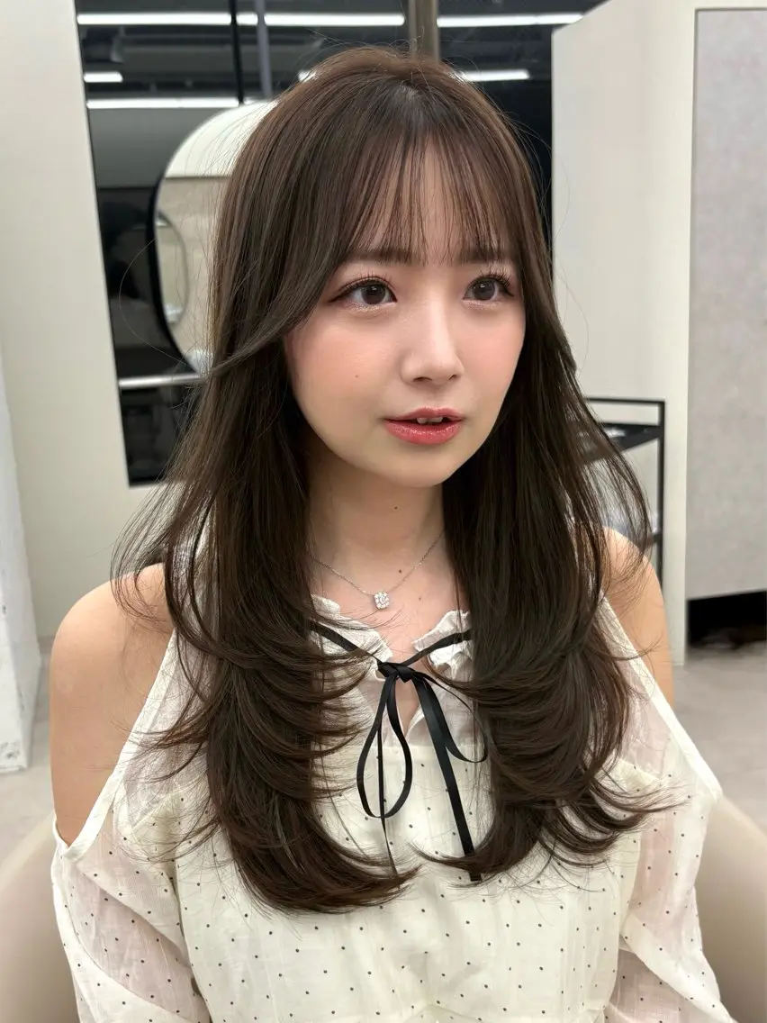 ロング レイヤーカット カット ヘアカラー トリートメント レイヤーカット/大阪 /梅田/執印悠太のヘアスタイル