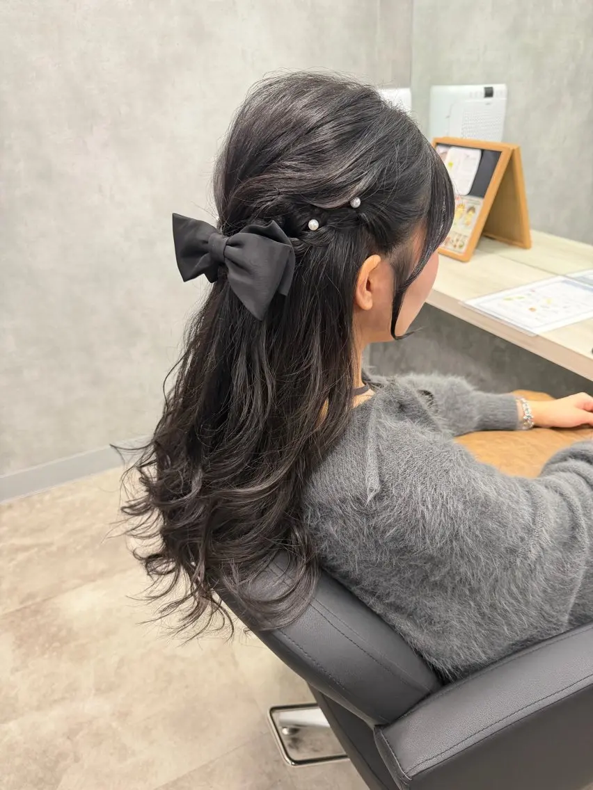 ロング ヘアアレンジ ハーフアップ ロング ヘアセット 加藤 あおいのヘアスタイル