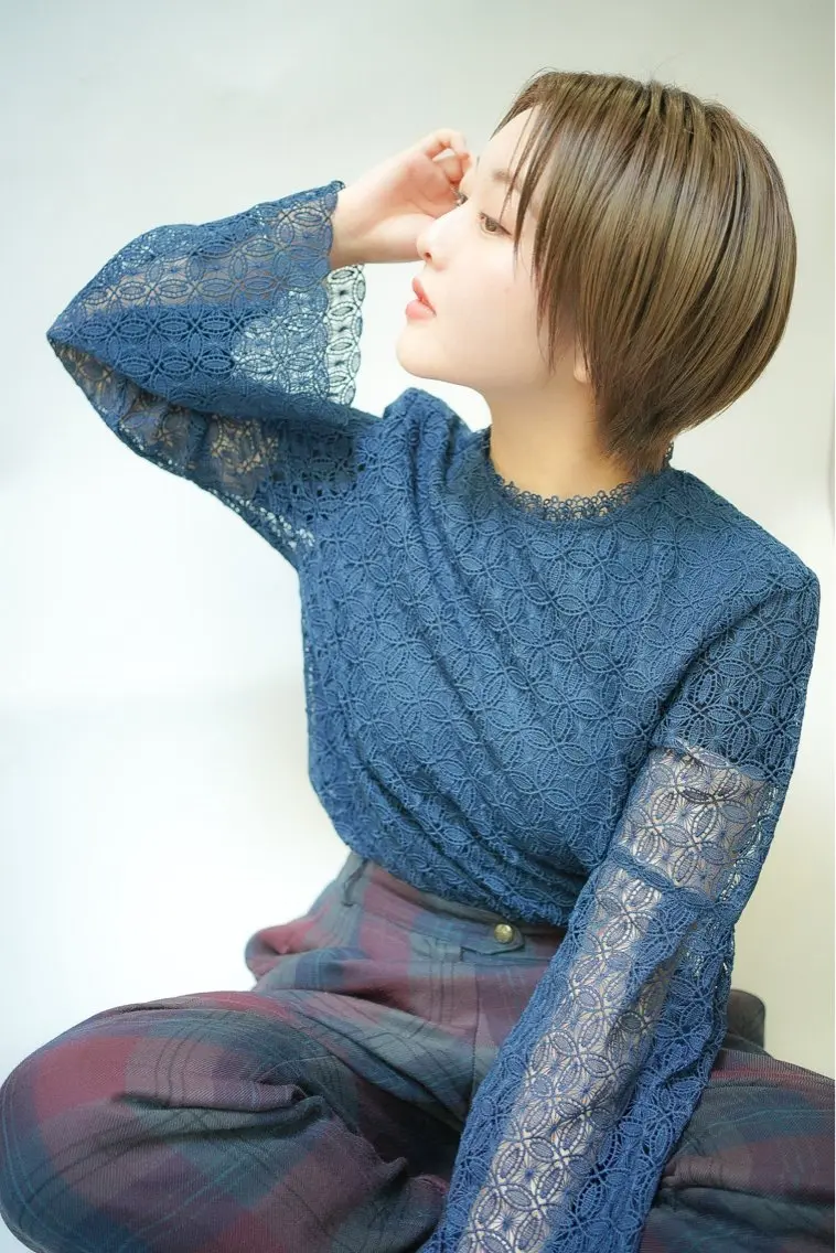 ショート 似合わせカット トリートメント カット ヘアカラー トリートメント ヘッドスパ 酸性ストレート/ 透明感カラー/中村利のヘアスタイル