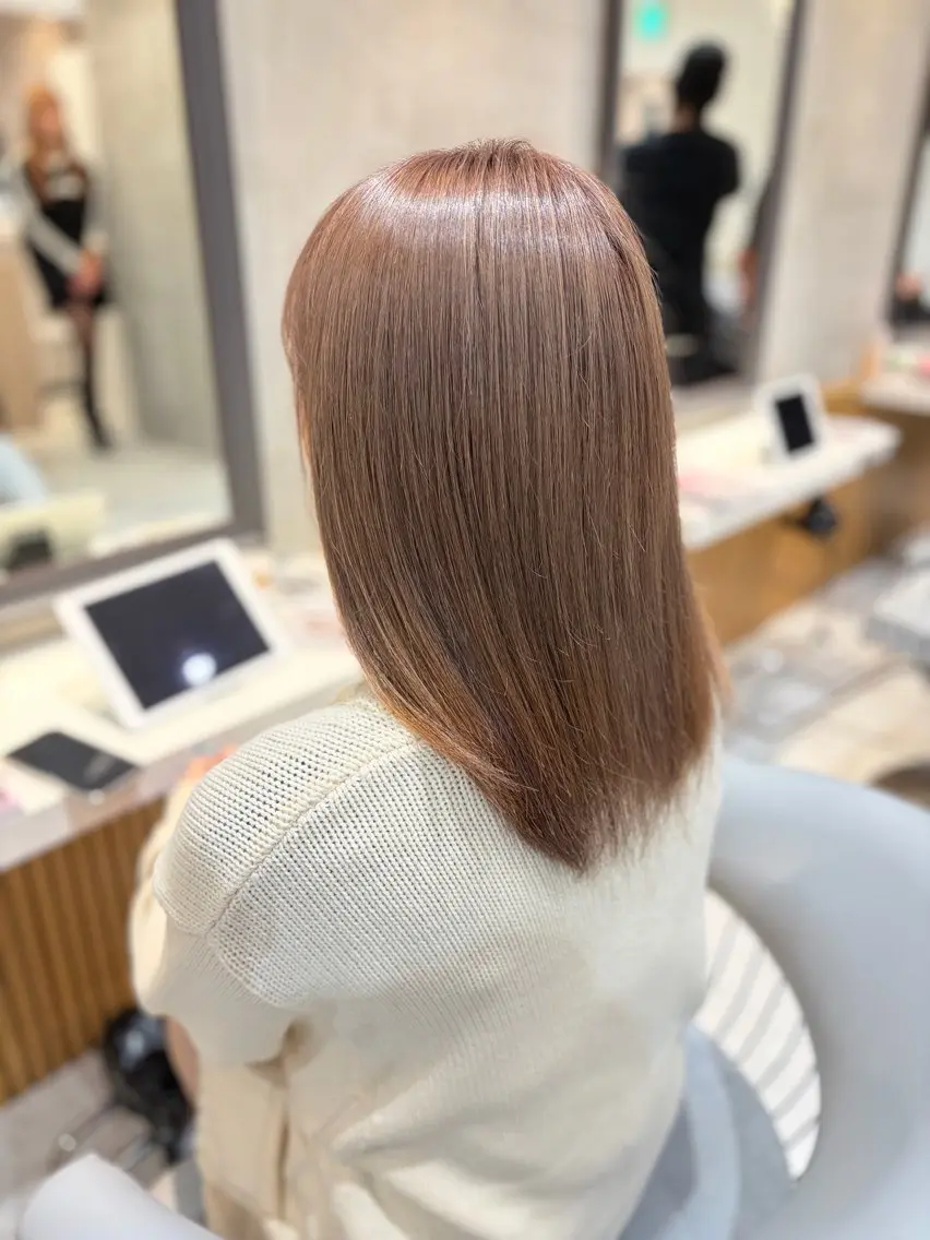 ミディアム カラー ヘアカラー トリートメント ヘアセット/レイヤー 赤み消し/はるかのヘアスタイル