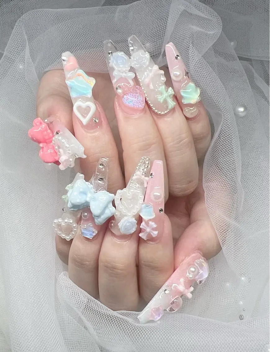 ネイル 長さ出し キラキラネイル マグネットネイル ネイルチップ ハンドネイル Lee Nails チップ長さだし専門店のネイルデザイン