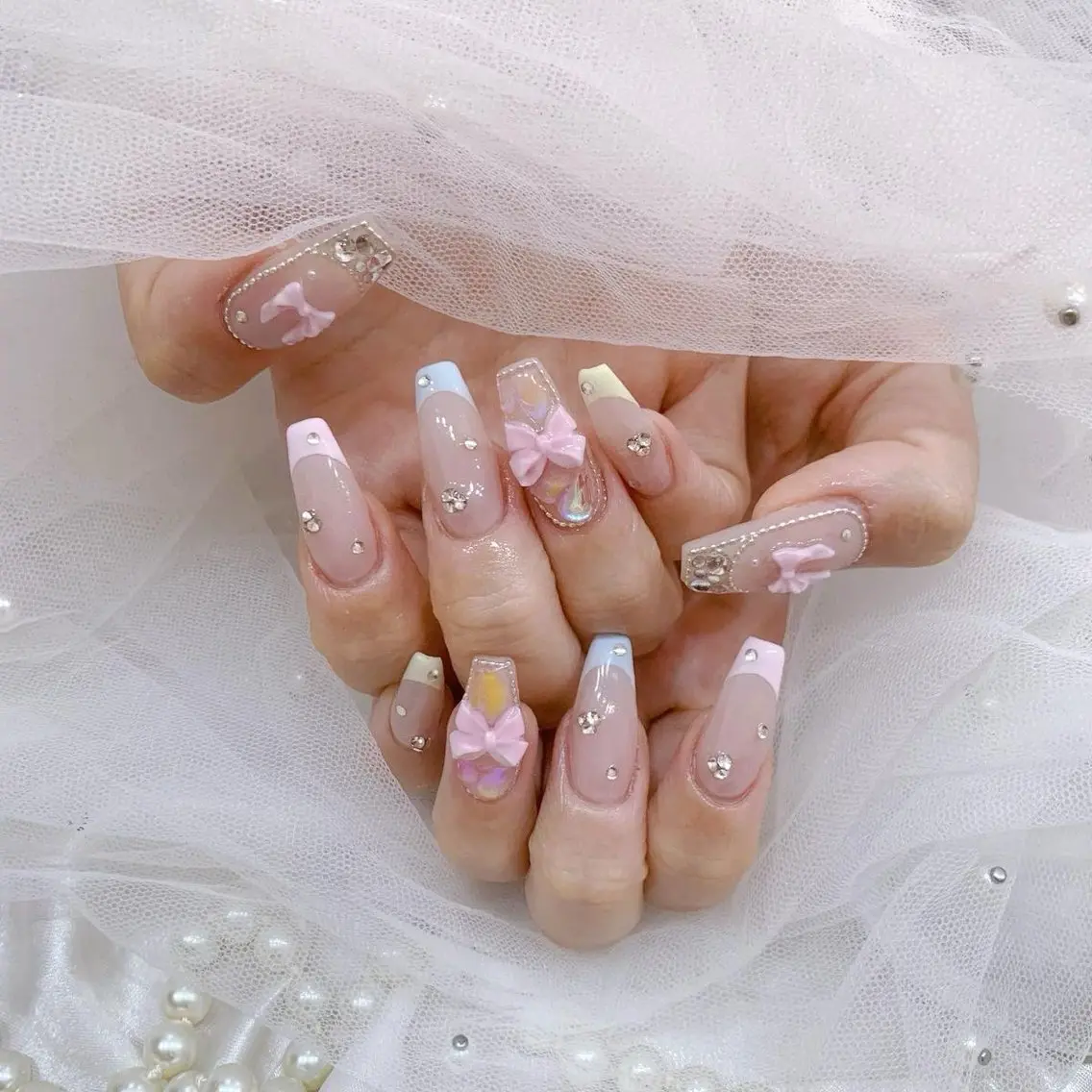 ネイル 長さ出し フレンチネイル グラデーション 卒業式 マグネットネイル Sora nail 長さ出し専門店のネイルデザイン