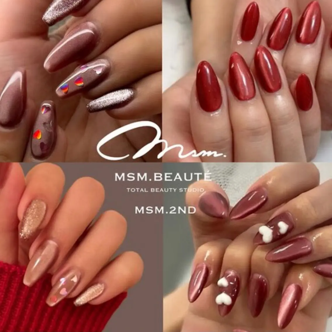 ネイル マグネットネイル 持ち込み バレンタイン ネイル・まつ毛・眉毛 同時施術可能💅🏻のネイルデザイン