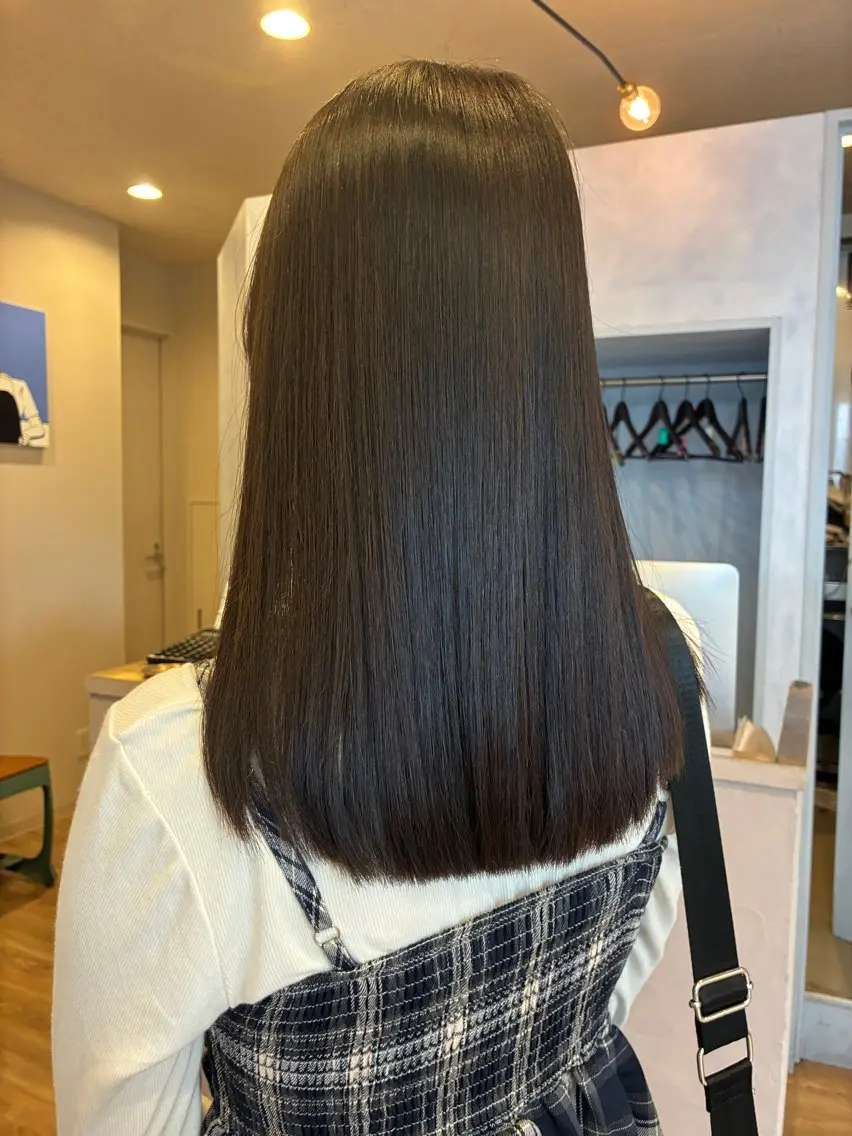 ロング 縮毛矯正 ケアストレート ハナシロミサキのヘアスタイル