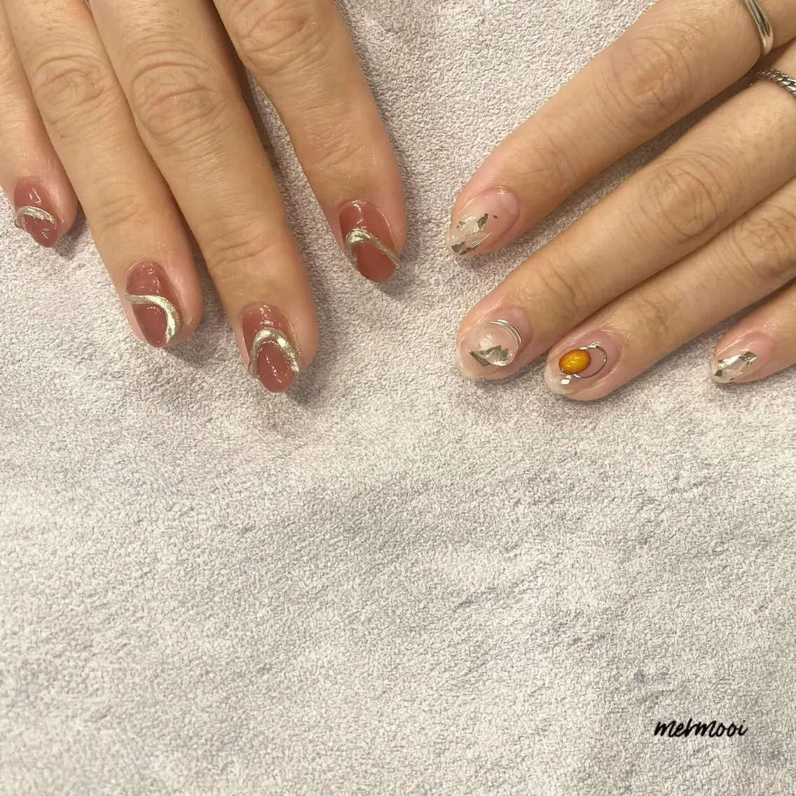 ネイル クリアネイル ミラーネイル ニュアンスネイル mermooi nailのネイルデザイン