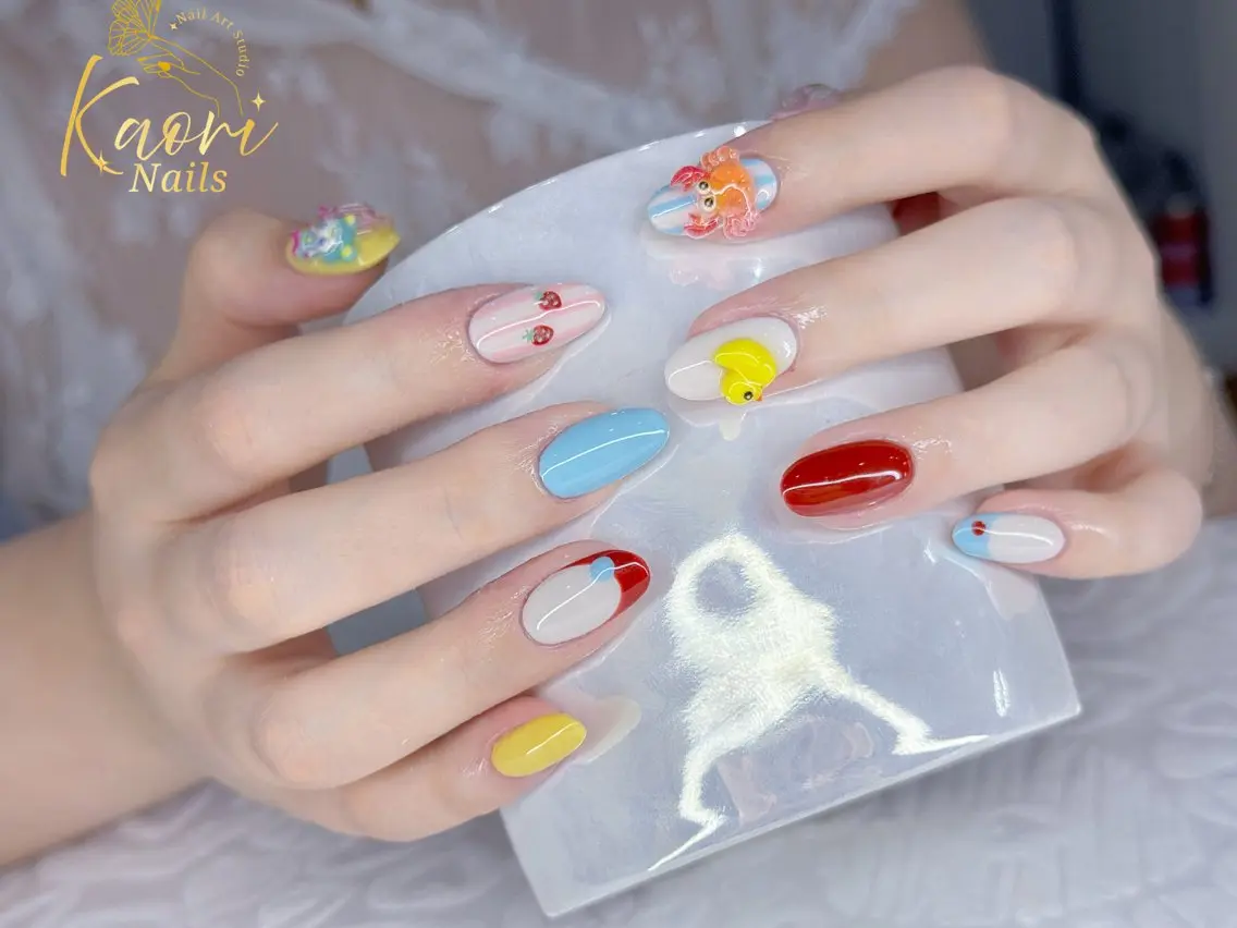 ネイル ブルー フットネイル フレンチネイル 韓国ネイル マグネットネイル KAORI YUMIのネイルデザイン