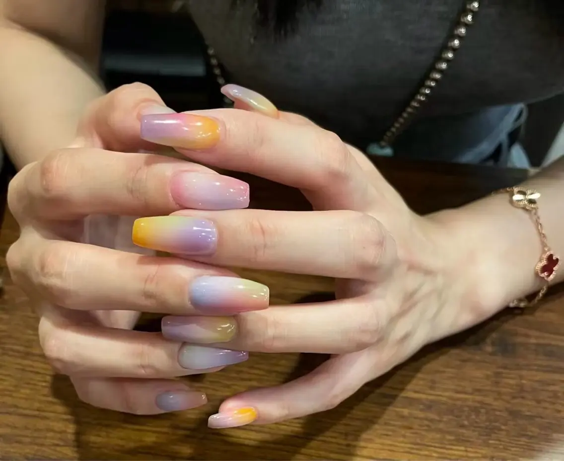 ネイル アートネイル オーロラネイル チークネイル フレンチネイル ガラスフレンチ ハンドネイル 🎀🎀YooLi Nail Salonのネイルデザイン