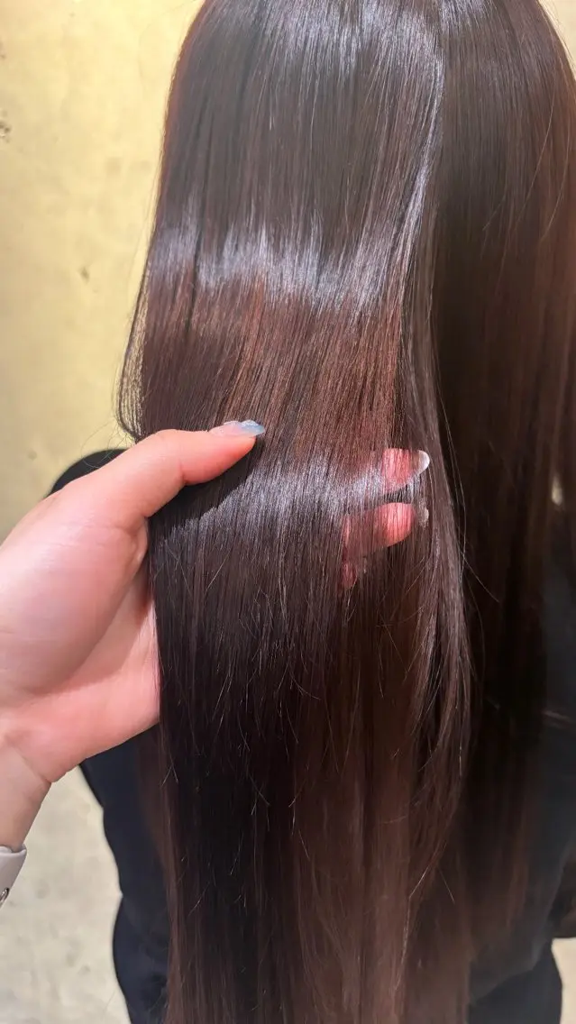 ロング ピンクブラウン ヘアカラー トリートメント 縮毛矯正/透明感 カラー/まな⭐️のヘアスタイル