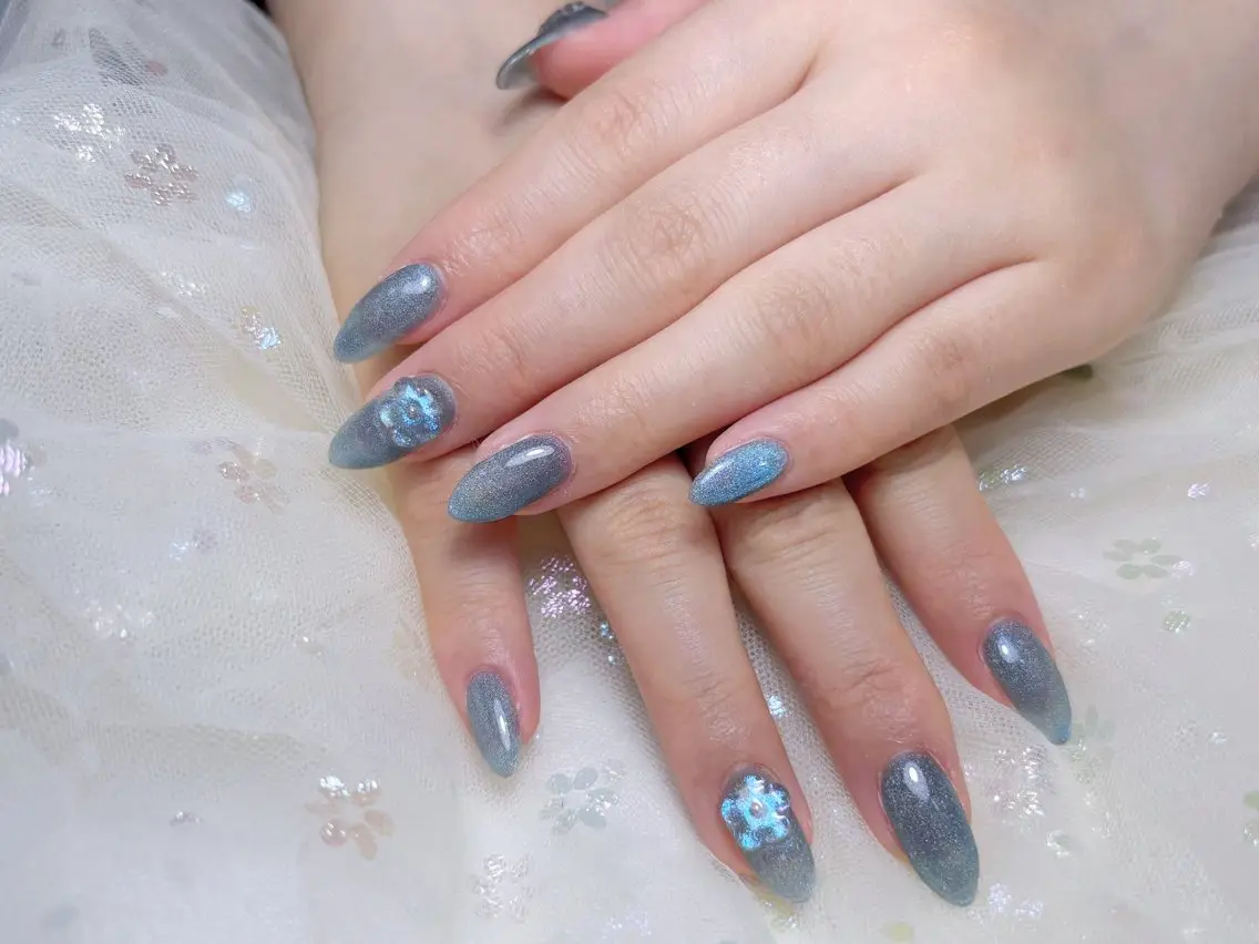 ネイル ハンドネイル H3 Nail Tsuki🦋💙のネイルデザイン