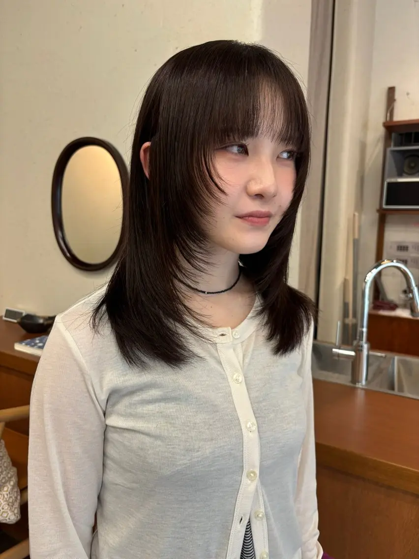 ミディアム カラー カット ヘアカラー 永田 愛莉のヘアスタイル