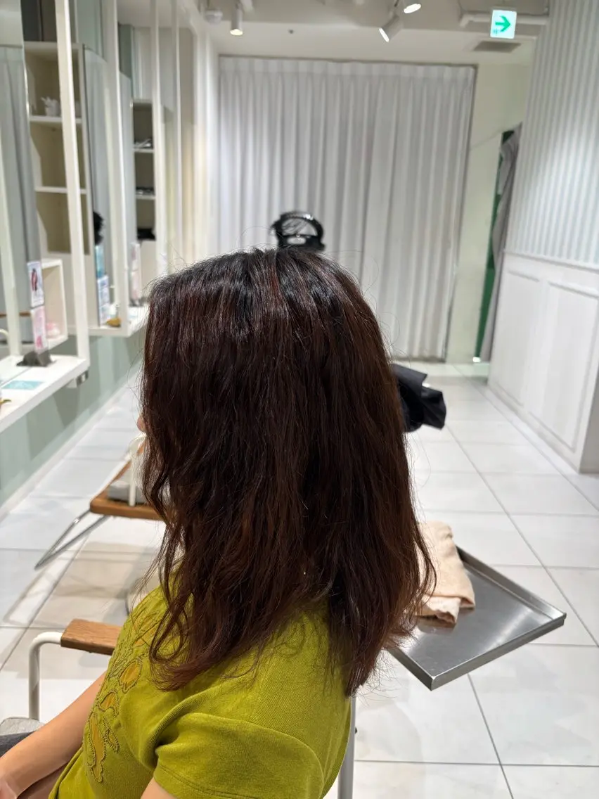 ロング パーマ デジタルパーマ カット パーマ 藤原 歩香のヘアスタイル