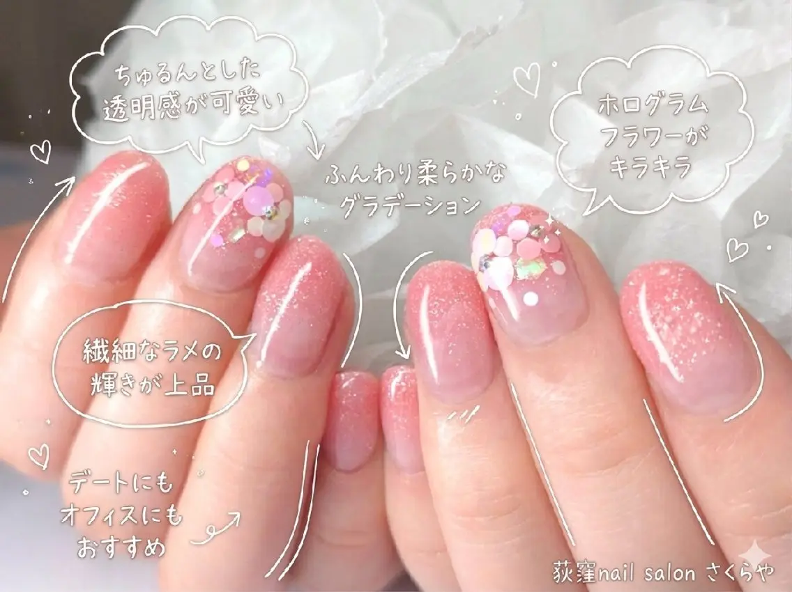 ミディアム ハンドネイル さくらや❤ パラジェル使用のネイルデザイン