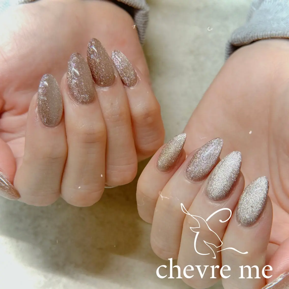 ネイル ブラウン ジェルネイル マグネットネイル ハンドネイル ハンドケア chevre me 【シェーヴルミー】のネイルデザイン