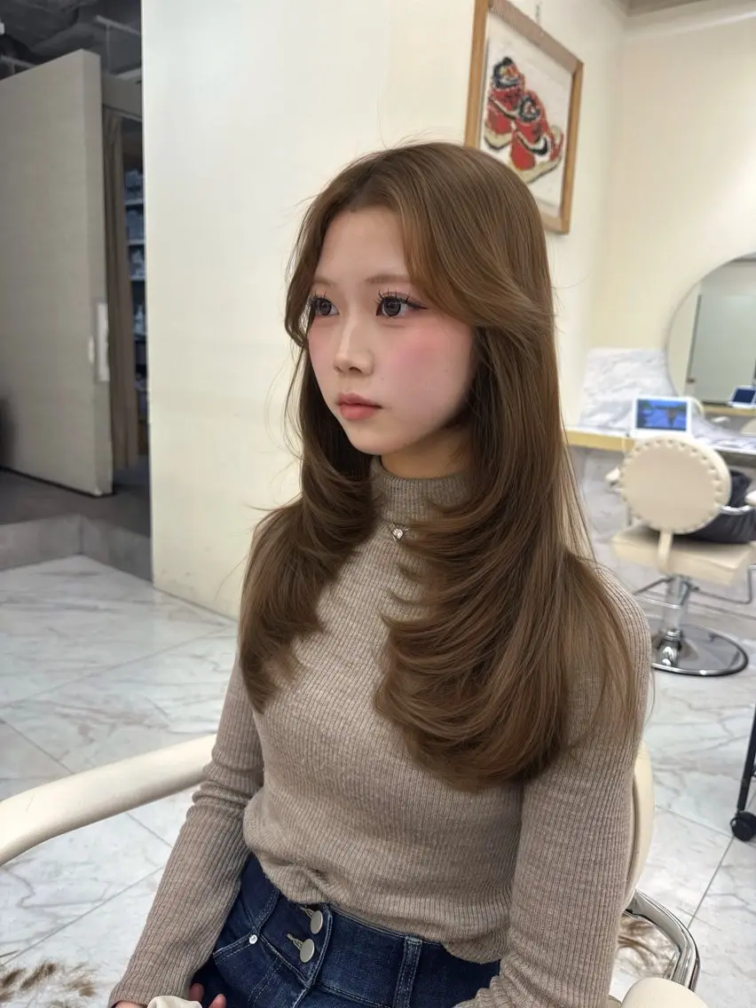 セミロング カラー ヘアアレンジ オリーブカラー レイヤーカット カット ヘアカラー トリートメント 髪質改善特化 🫧松野力也のヘアスタイル