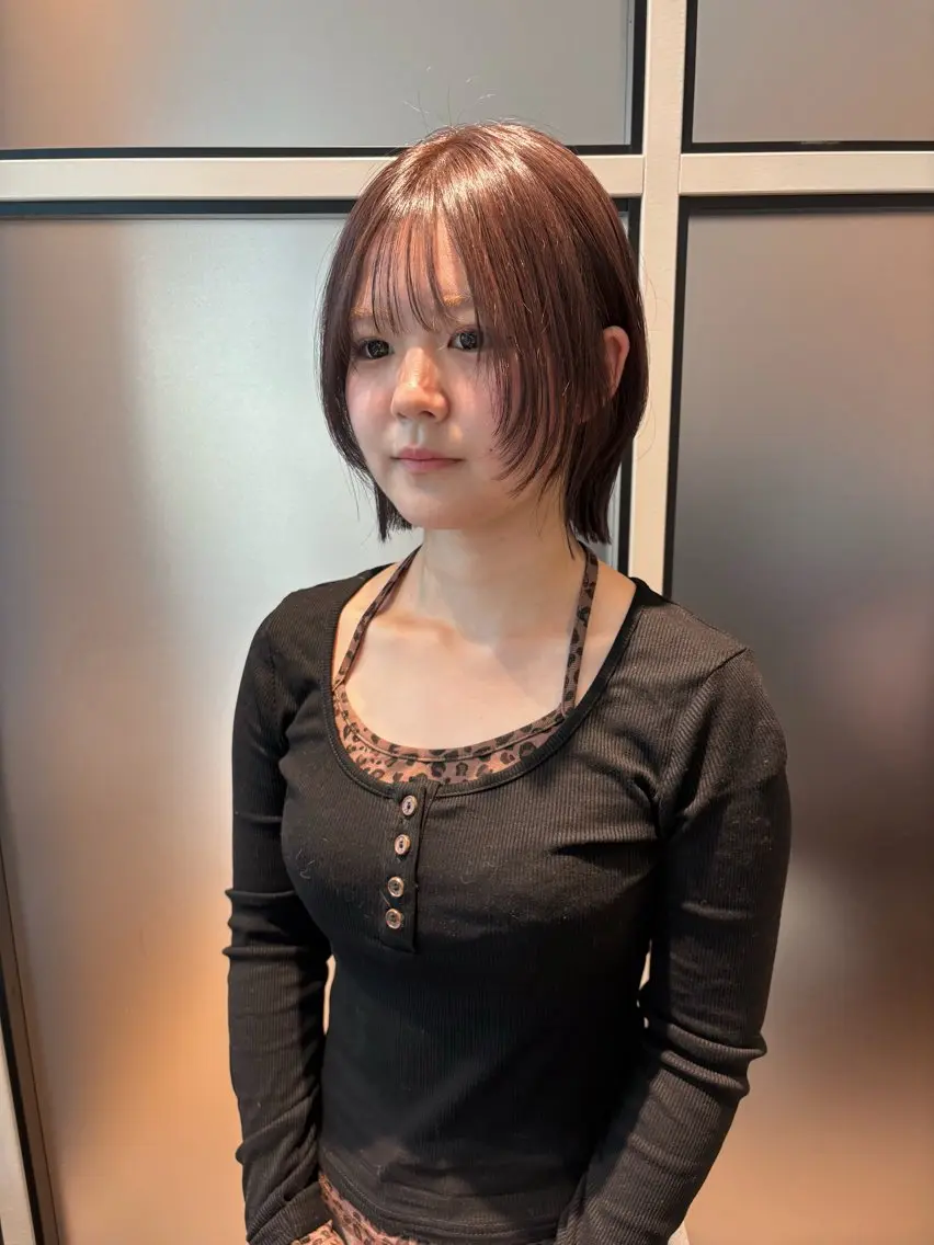 ミディアム 顔周りカット レイヤーカット カット パーマモデル/梅田/ rinaのヘアスタイル