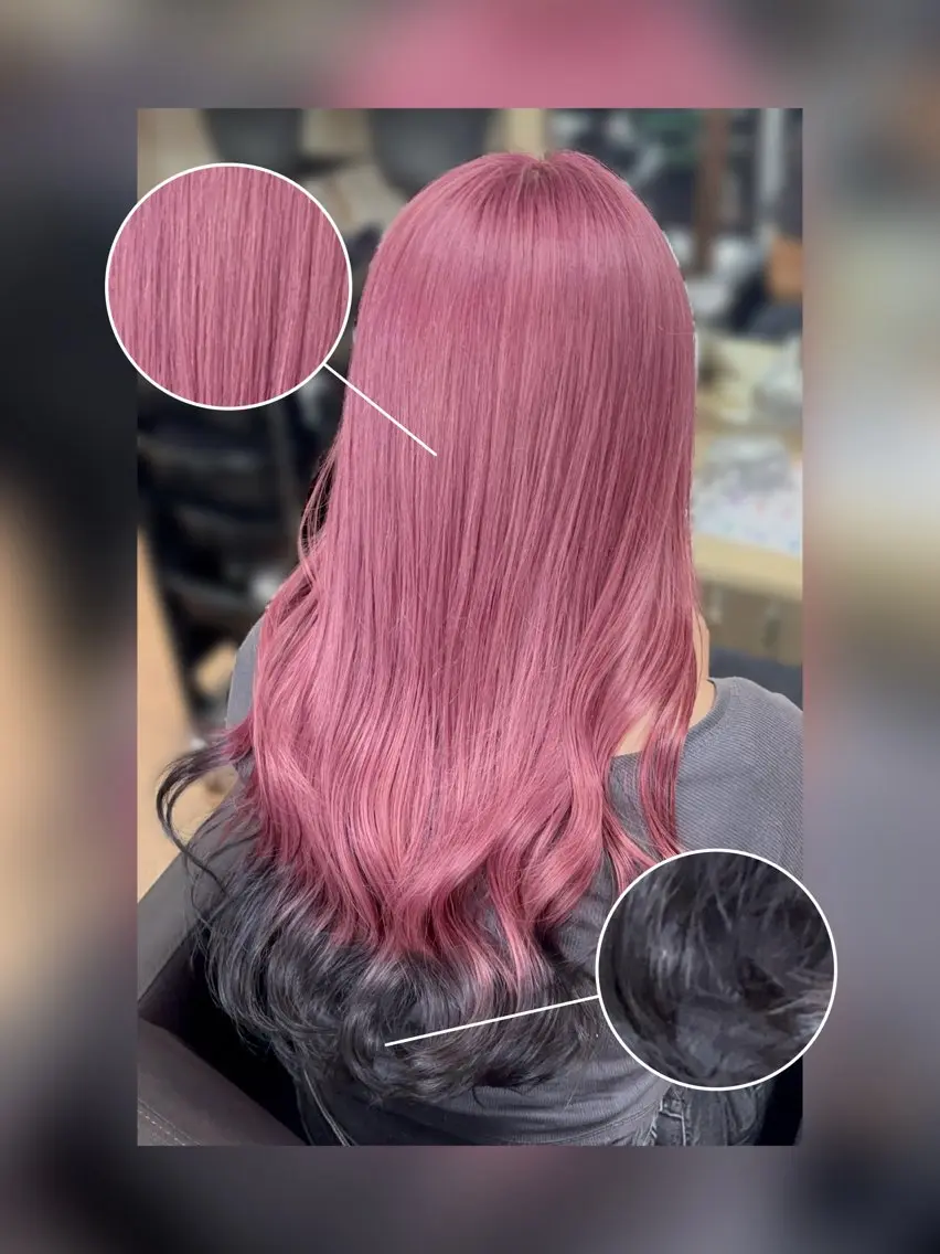 【ダメージ最小限に‼️】派手色👌ケアブリーチ+オンカラー🍭✨️の写真