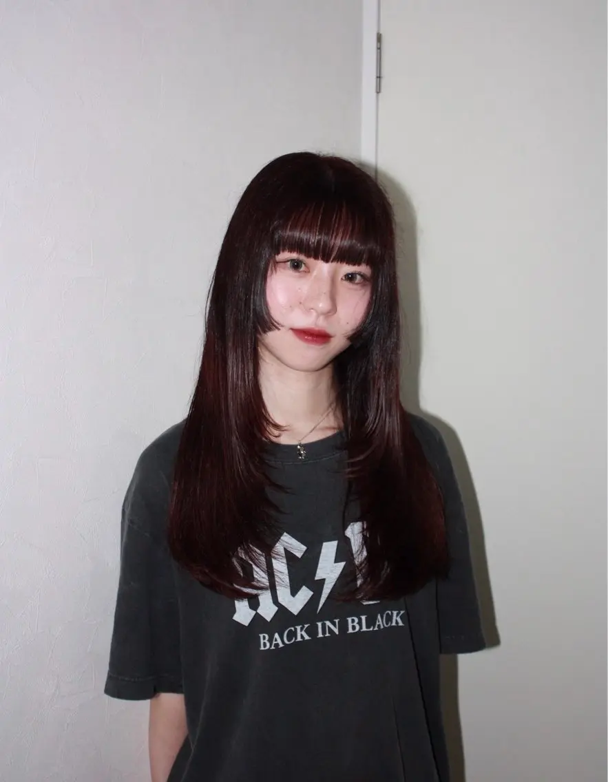ロング ボブ 顔周りカット ハイレイヤー 姫カット レイヤーカット カット ヘアカラー ハッシュカット・ハイ レイヤー/kanonのヘアスタイル