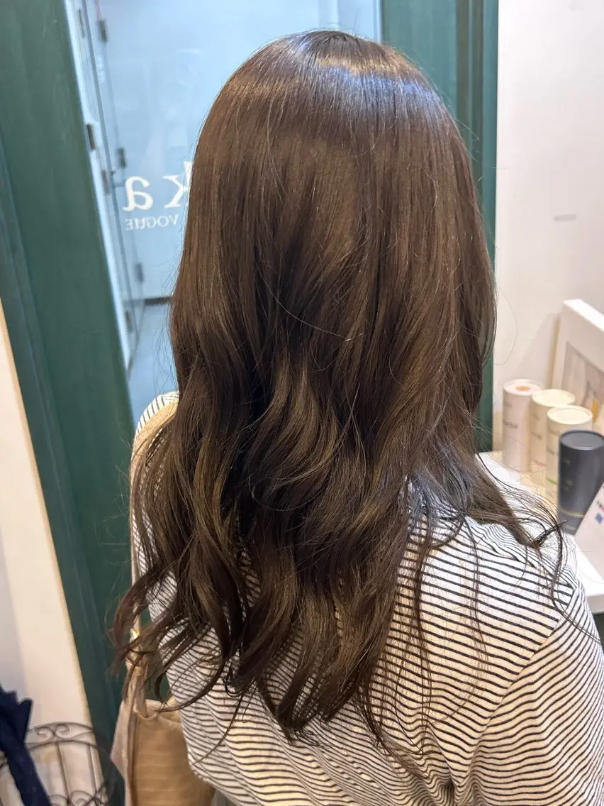 セミロング カラー グレージュ オリーブグレージュ オリーブグレー レイヤー/ボブ/ パーマ/HARUKAのヘアスタイル