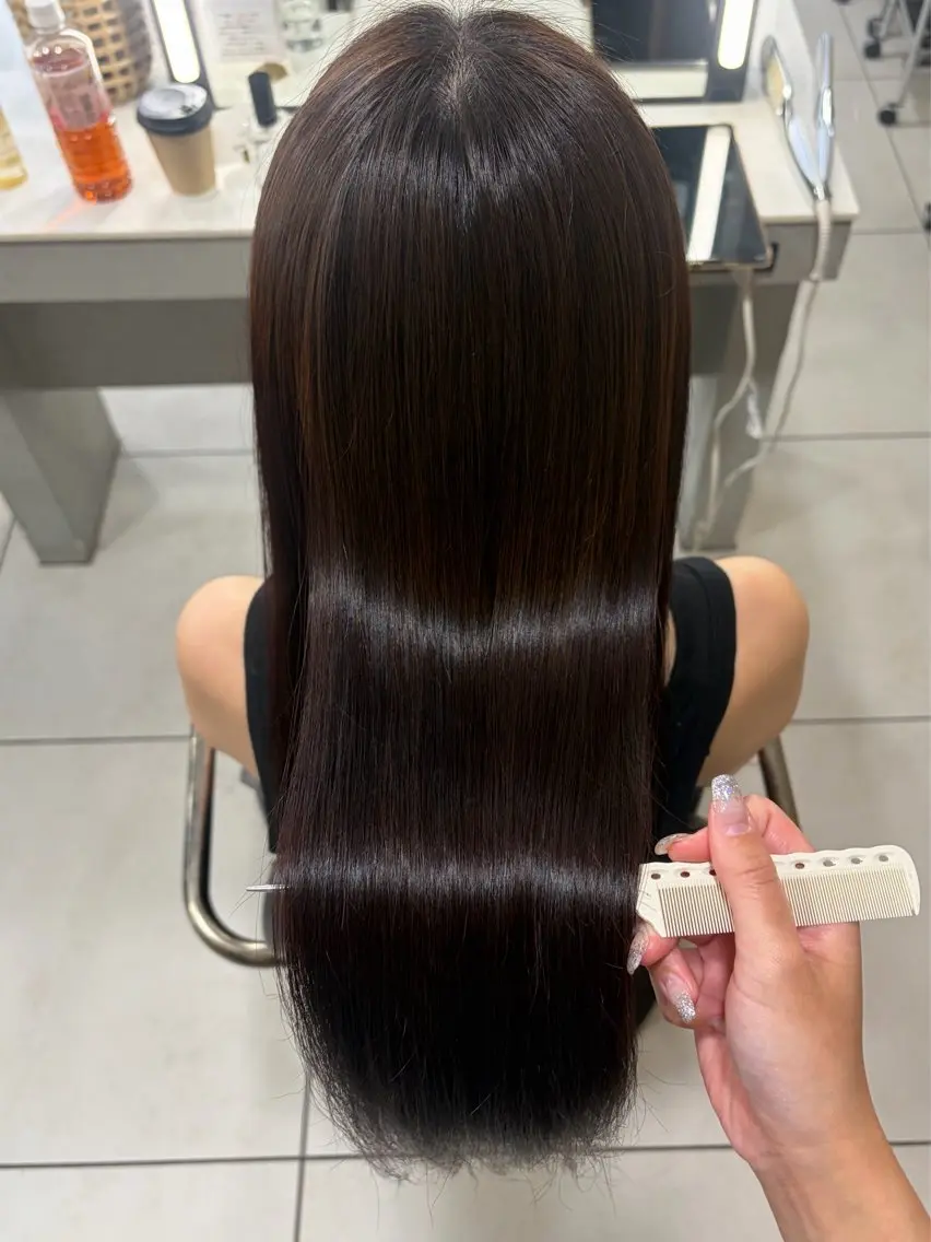 ロング パーマ ストレートパーマ カット 縮毛矯正 トリートメント 🎀透明感カラー🎀 稲垣至恩🎀のヘアスタイル