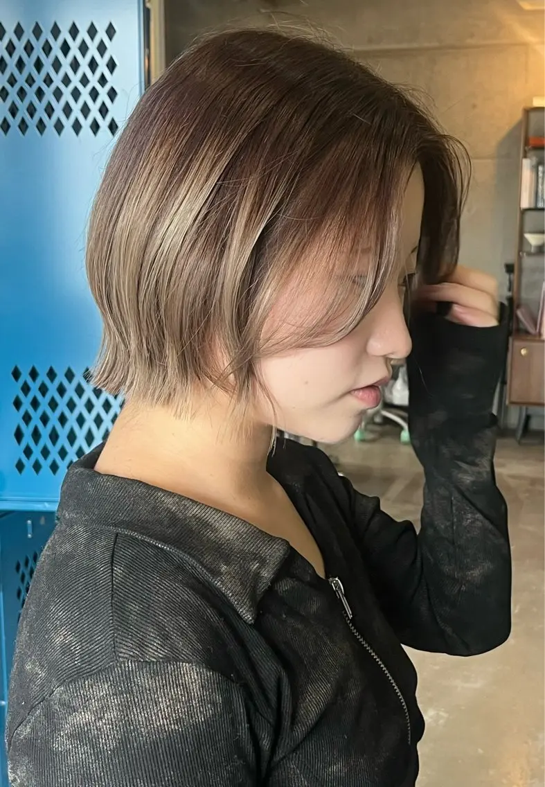 ショート ボブレイヤー ボブ 韓国風ヘア レイヤーカット カット 韓国ボブ/ハッシュ カットKIRAのヘアスタイル