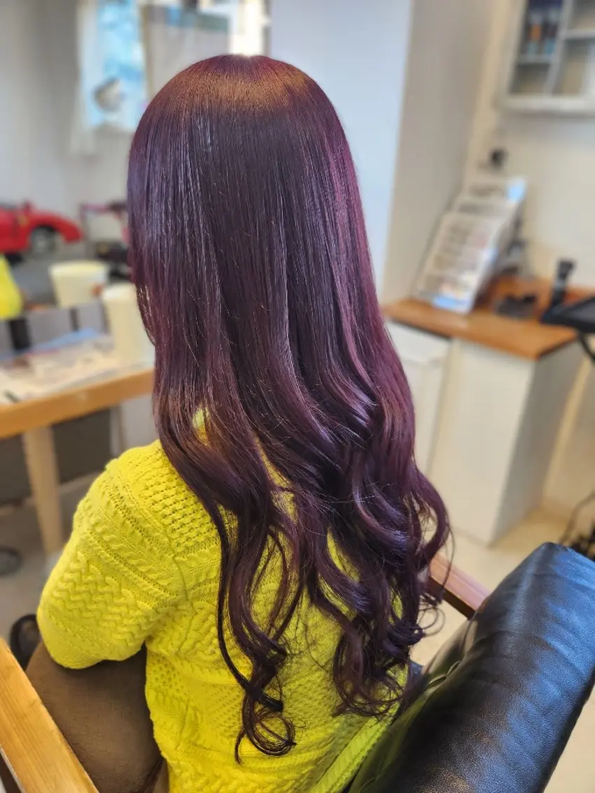 ロング カラー ボルドーカラー ルビー ヘアカラー トリートメント 筒井 昭秀のヘアスタイル