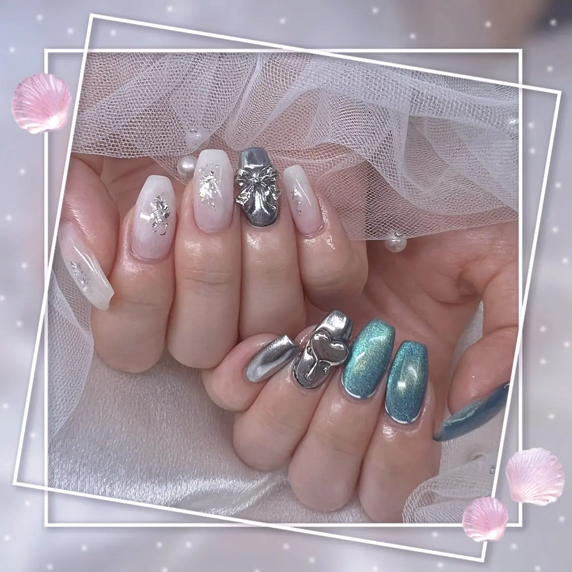 ネイル チークネイル フレンチネイル グラデーション マグネットネイル マグネットフレンチ ハンドネイル ハンドケア Chill Nailsalonのネイルデザイン