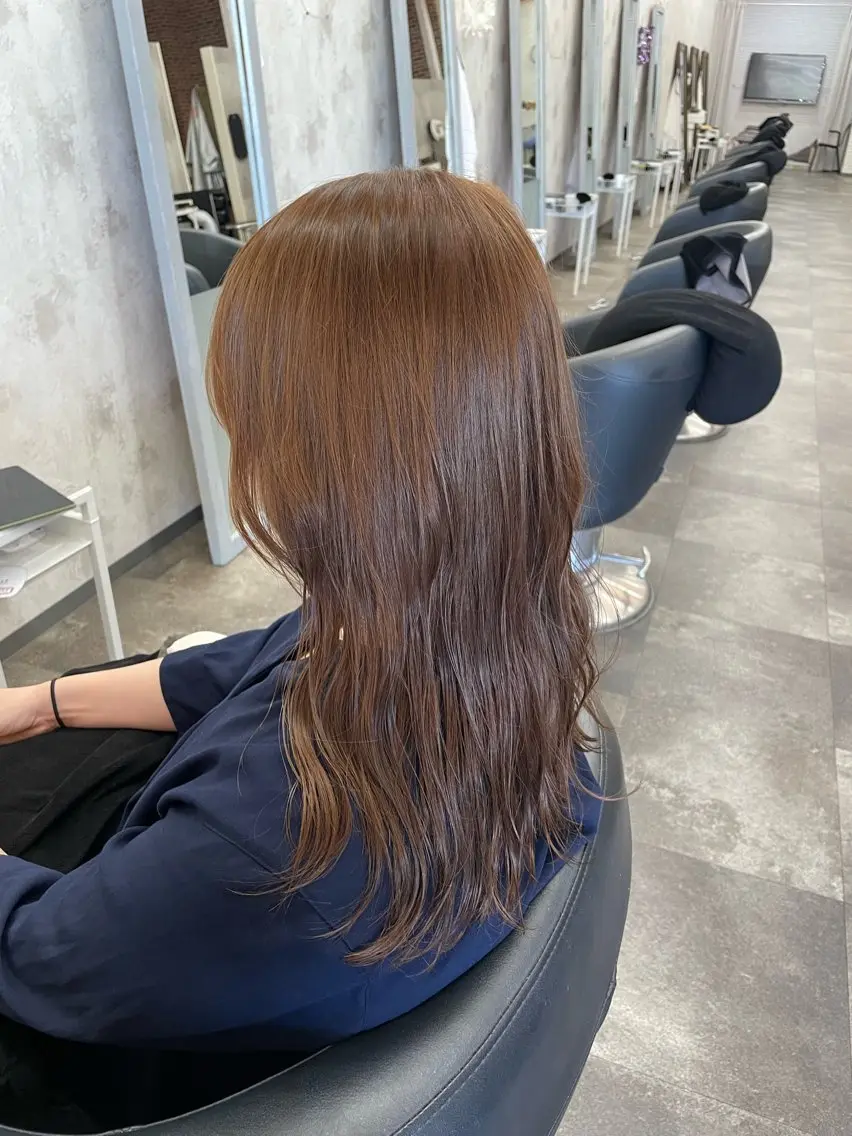 ロング カラー ブリーチ ブリーチなしカラー トリートメント ヘアカラー 藤田 麗安のヘアスタイル