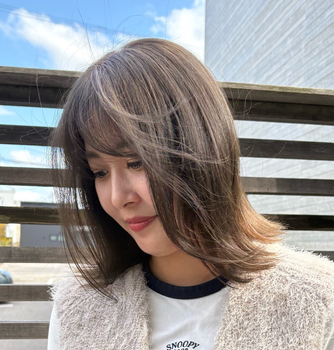 ミディアム カラー ブリーチ ブリーチなしカラー goen/射水/北田 千恵のヘアスタイル