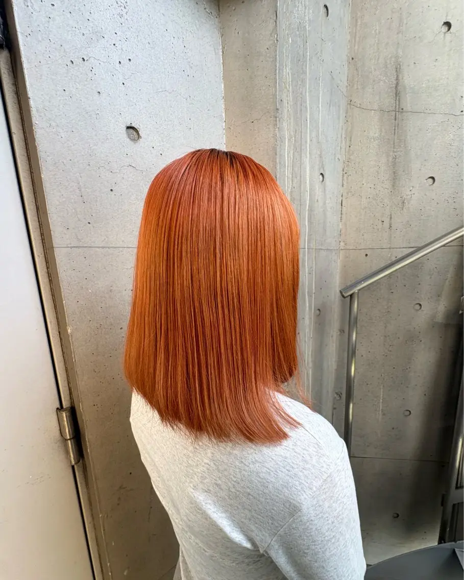 ミディアム カラー 透明感カラー オレンジ ヘアカラー ★メンズカット★ 川崎のヘアスタイル