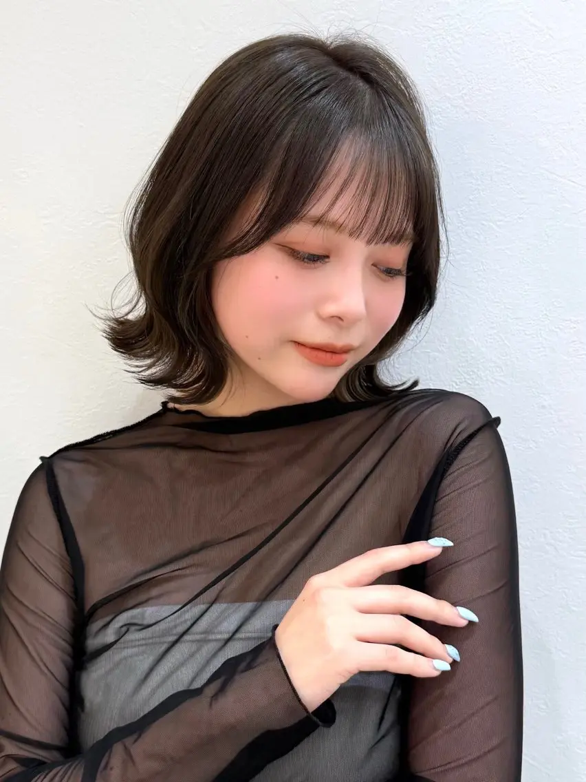 ミディアム カット ヘアカラー トリートメント 新宿/髪質改善/ボブ 韓国レイヤー大重聖斗のヘアスタイル