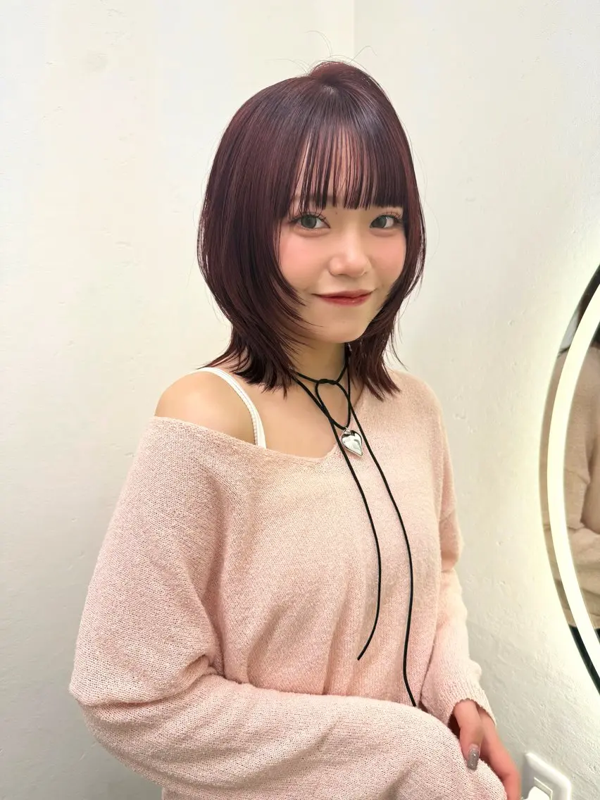 🎀前髪縮毛矯正(バングカット付き🎀)➕艶カラー➕ケアトリートメントor marbb(魔法のバブル)🪄︎︎✨の写真