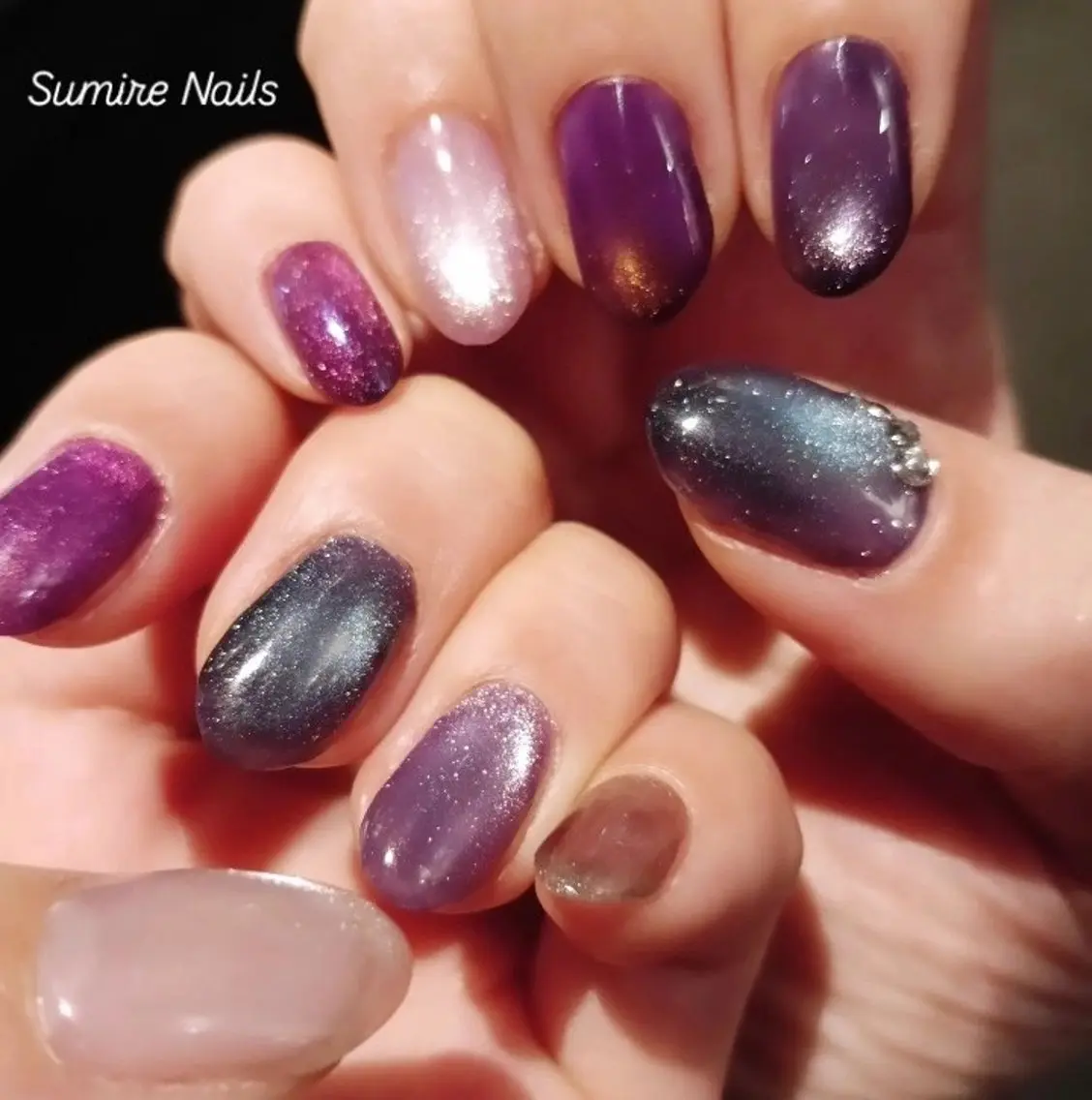 ネイル ハンドネイル すみれ💜量産 地雷 痛ﾈｲﾙ 韓国ﾈｲﾙのネイルデザイン
