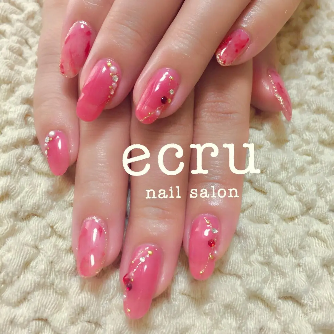 ネイル アートネイル べっ甲ネイル ボルドー クリアネイル ジェルネイル ecru nail 長谷川まきのネイルデザイン