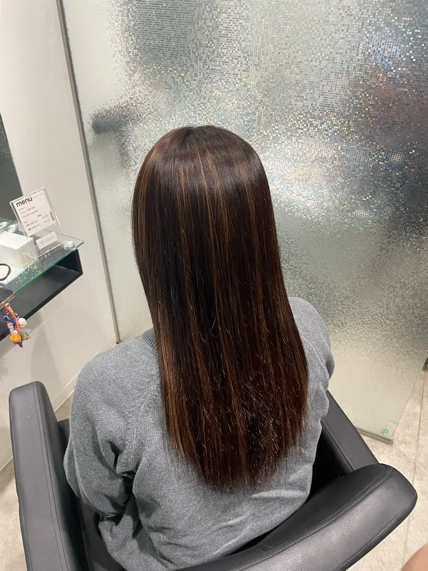 ロング パーマ ハイライト 縮毛矯正 艶髪ブリーチカラー /府中/Mizukiのヘアスタイル